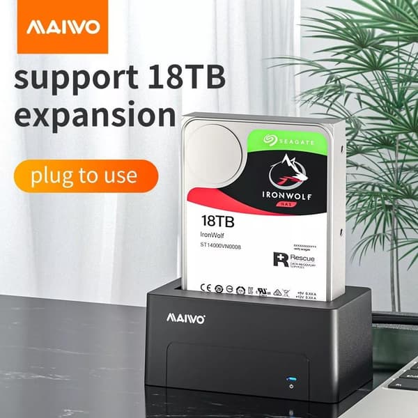 Extern hårddiskdocka, USB-B, 3,5" eller 2,5", USB 3.1 Gen1, 5 Gbps, sv