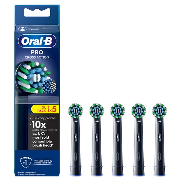 Oral B Pro Cross Action Tandbørstehoveder - Sort - 5 stk