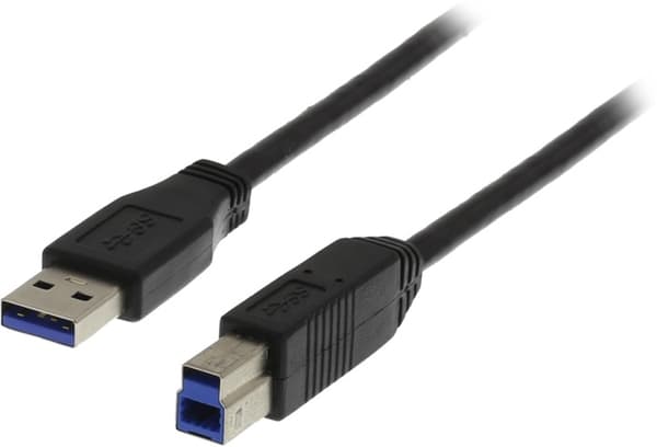 DELTACO USB 3.0 kabel, Typ A hane - Typ B hane, 1m, svart