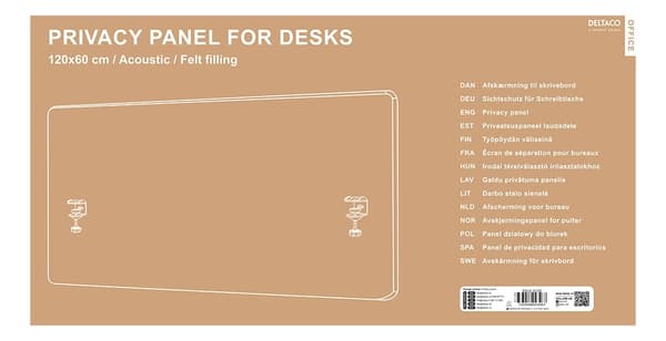 DELTACO Office, 1200x600mm Acoustic Desktop Privacy Panel