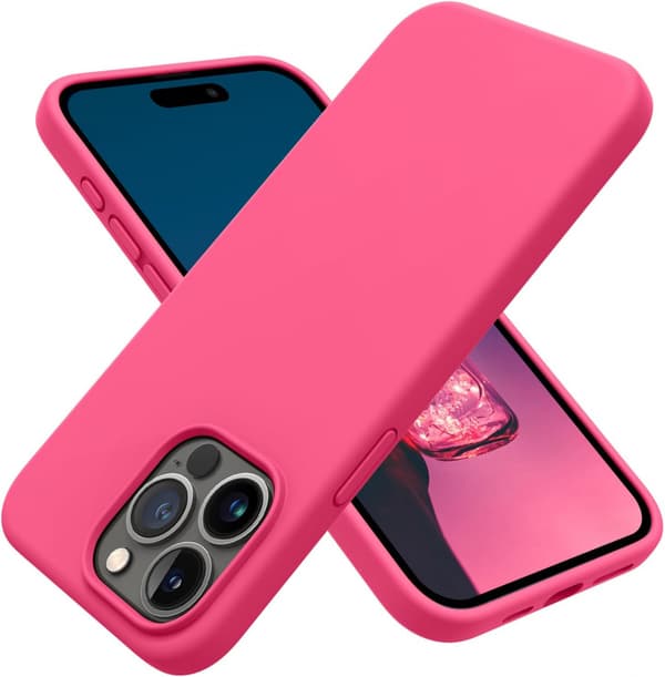 Silikonskal till iPhone 15, Hallonrosa