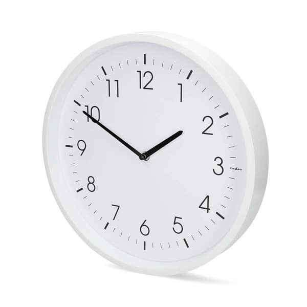 Nedis Väggklocka | Diameter: 360 mm | ABS | Tyst rörelse | Vit