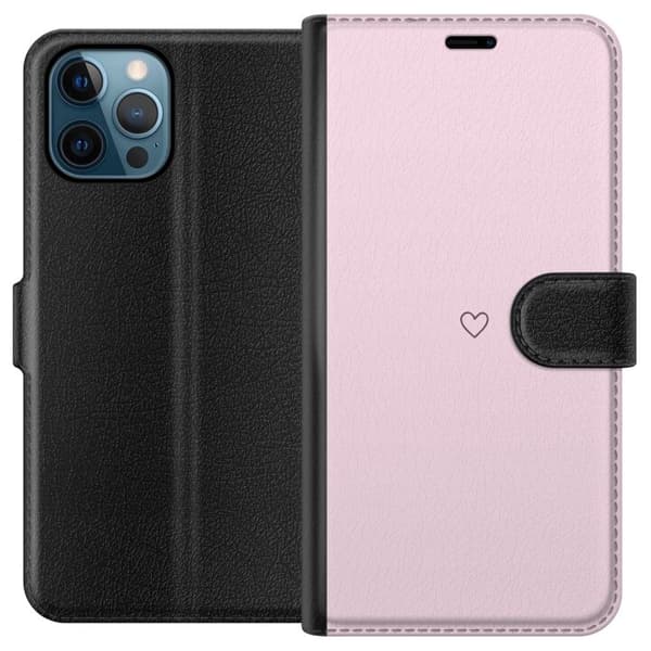 Lompakkokotelo Apple iPhone 12 Pro-laitteelle, jossa on Sydän kuvio
