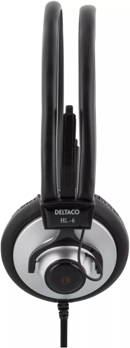 DELTACO hodetelefoner med volumkontroll 2,2m kabel