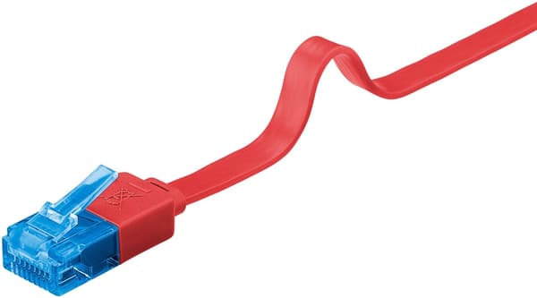 Goobay CAT 6A platt patchkabel, U/UTP, röd kopparledare (CU)