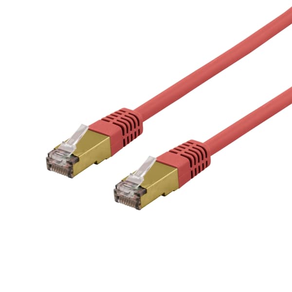 DELTACO S/FTP Cat6a laitekaapeli, Delta-sert., LSZH, 1,5m, punainen