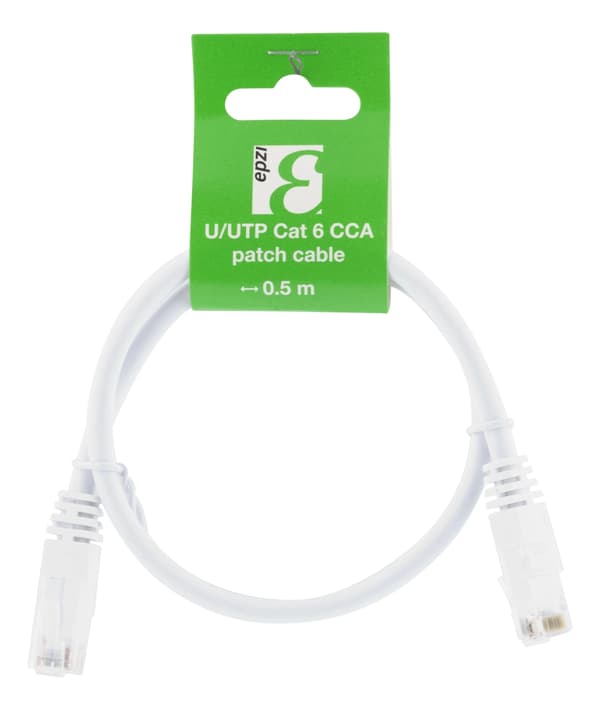 EPZI U/UTP Cat6 patch cable, CCA, 0.5m, 250MHz, white
