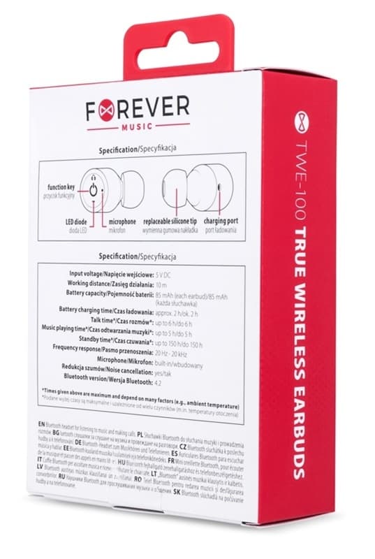 Forever, True trådløse ørepropper TWE-100, Svart