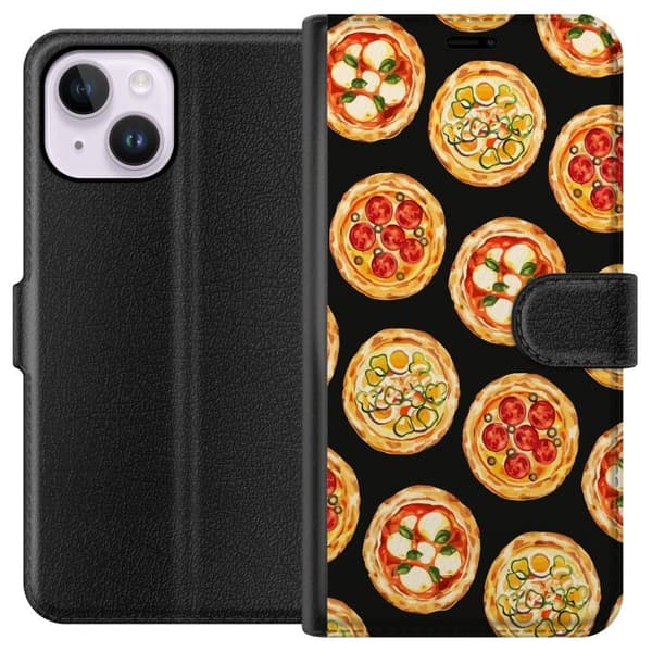 Lommeboketui til Apple iPhone 14 Plus med Pizza motiv