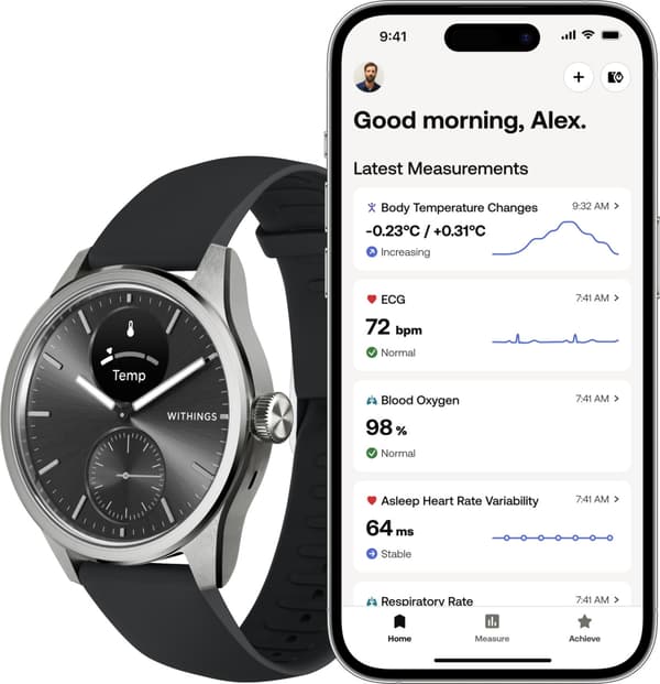 Withings Scanwatch 2 smartwatch, 42 mm, sort