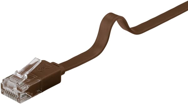 Goobay CAT 6 flat patchkabel, U/UTP, mørkebrun kobberleder (CU), 1 m