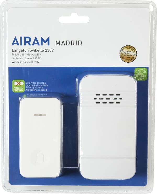 Airam 7020502 -dørklokke Madrid kinetisk