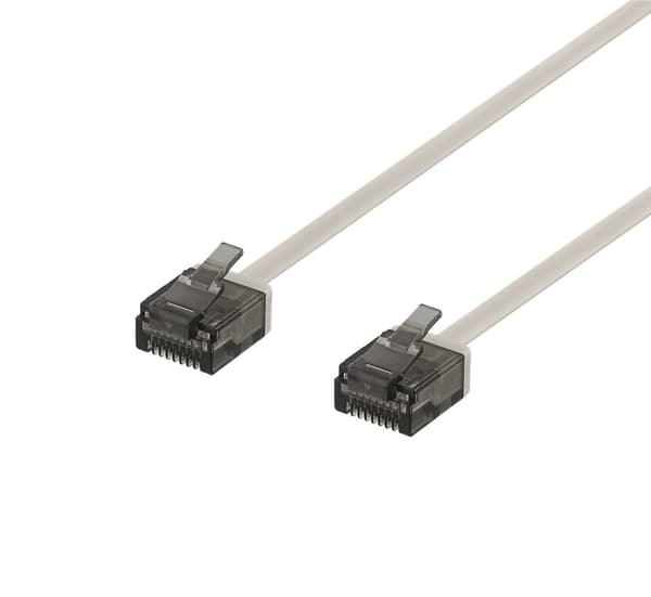 DELTACO U/UTP Cat6a patchkabel, flat, 1mm tjock, 0,5m, grå