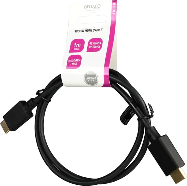 DELTACO ULTRA High Speed HDMI-cable, 48Gbps, 1m, black