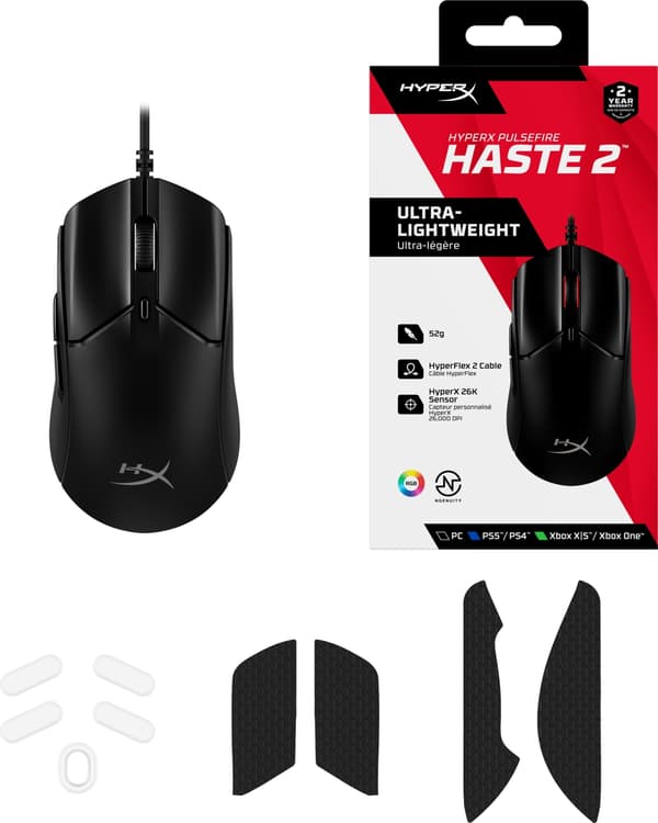 HyperX Pulsefire Haste 2 Gaming Mouse -pelihiiri, musta