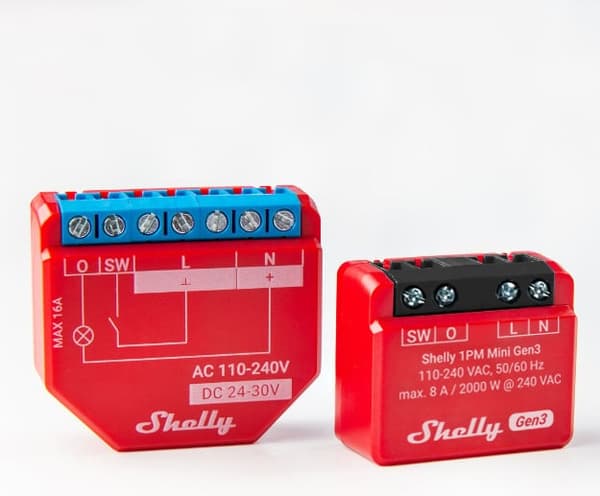 Shelly 1PM Mini Gen3 – relækontakt til Wi-Fi-netværk