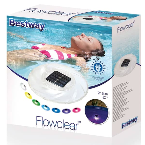 Bestway Floating Pool Light LED Solar Light, 7 farver, 18 cm