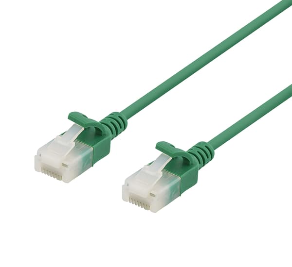 Deltaco U/UTP Cat6a patch cable, slim, 3.5mm diameter, 2m, green