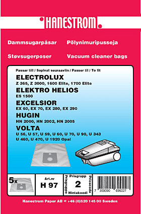 hanestroem Dammsugarpåsar Hanestrom Electrolux Z 365