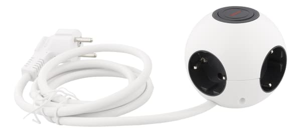 DELTACO Power globe with switch, 4xCEE 7/4, 1xCEE 7/7, 1.4m cable, whi