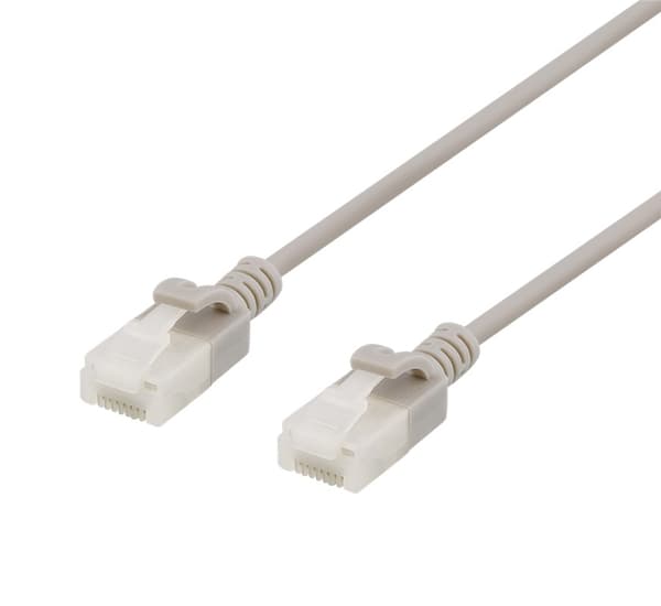 DELTACO U/UTP Cat6a patchkabel, slim, 3,5mm i diameter, 3m, grå