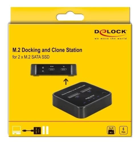 DeLOCK M.2-dokkingstasjon for 2 x M.2 SATA SSD med kloningsfunksjon