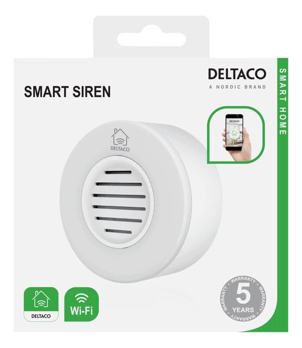 DELTACO SMART HOME WiFi siren, vit
