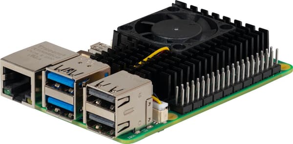 Raspberry Pi jäähdytyssiili tuulettimella, Raspberry Pi 5 B, musta