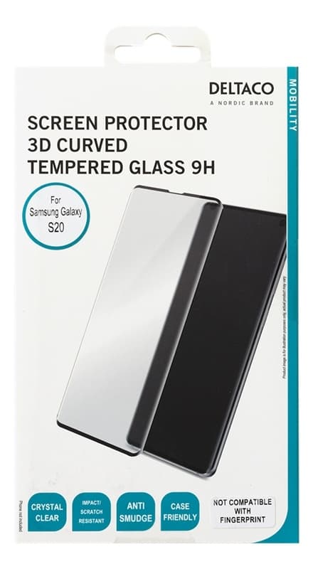 DELTACO screen protector, Samsung Galaxy S20, 3D curved glass