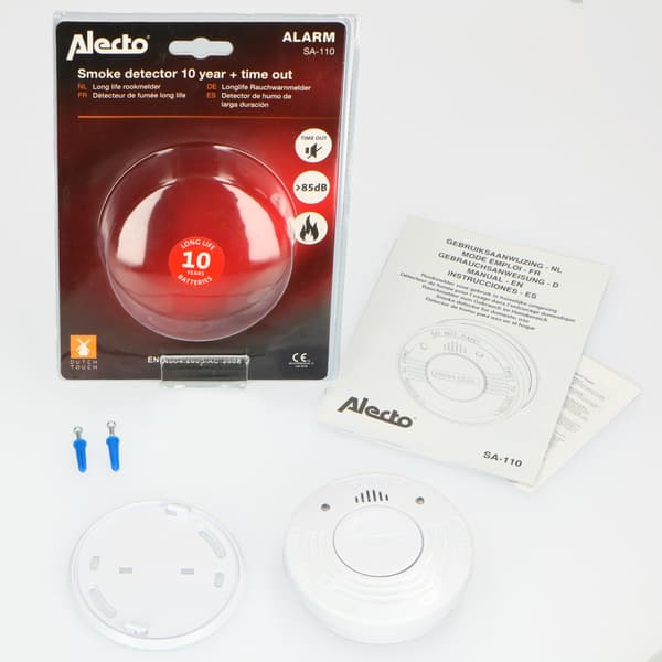 Alecto Røgalarm med 10 års batterilevetid + hush