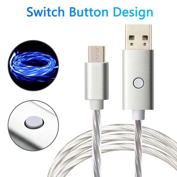 Oniverse Micro Usb-opladerkabel med led, 2 meter - hvid