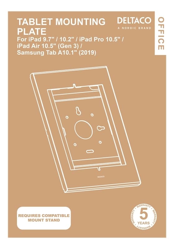 DELTACO Office Plate iPad 9,7", pro 10,2", Sam 10,1"
