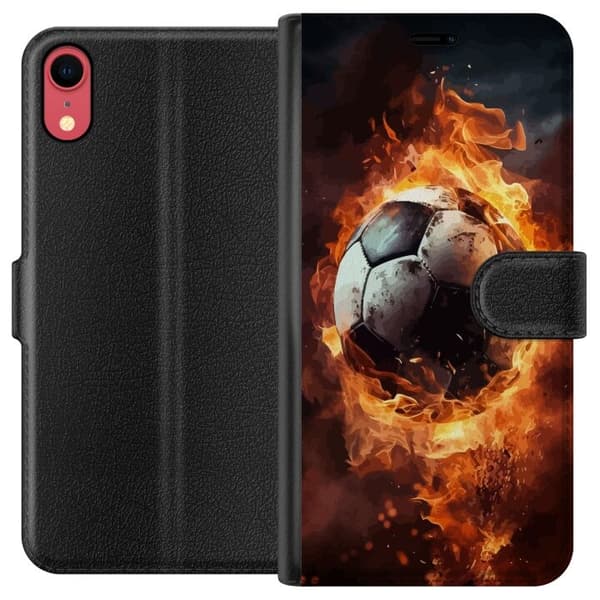 Tegnebogsetui til Apple iPhone XR med Fodbold motiv