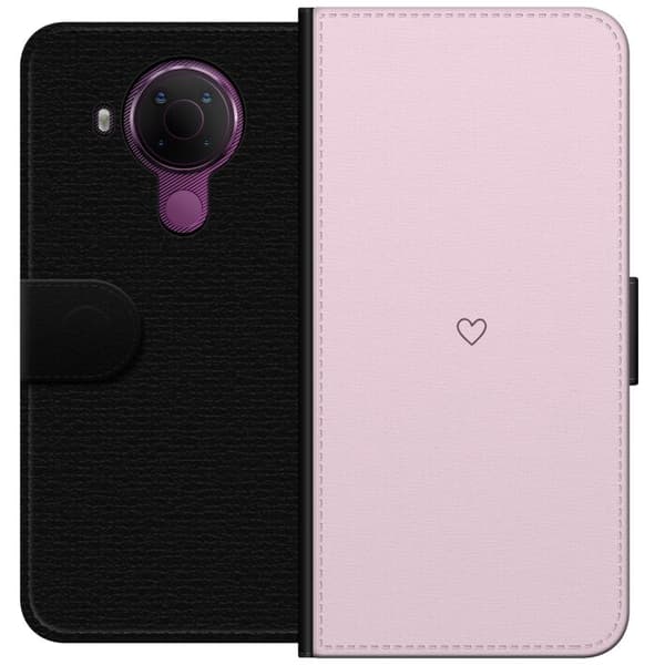 Tegnebogsetui til Nokia 5.4 med Hjerte motiv