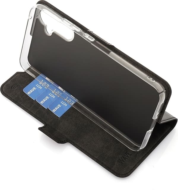 Wave BookCase -suojakotelo, Samsung Galaxy A34 5G, musta