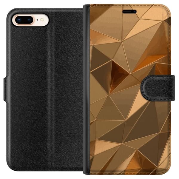 Plånboksfodral till Apple iPhone 7 Plus med 3D Guld motiv
