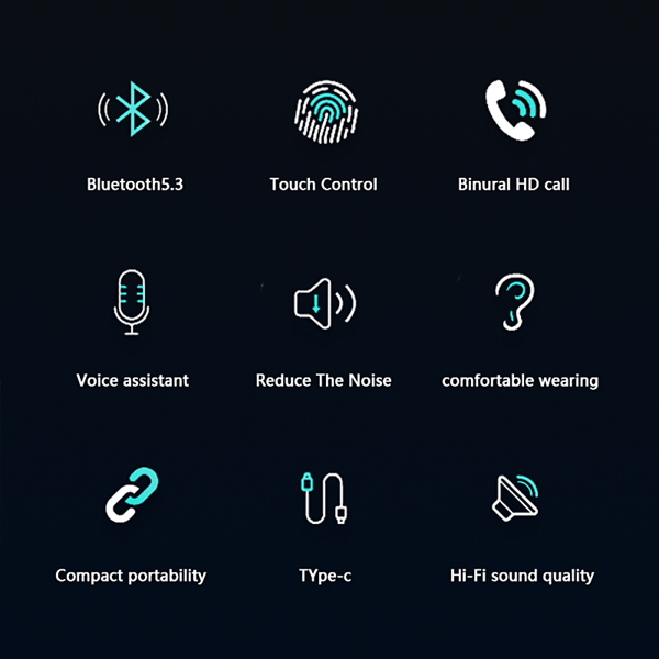 ET03 True Wireless Bluetooth-hörlurar, Svart