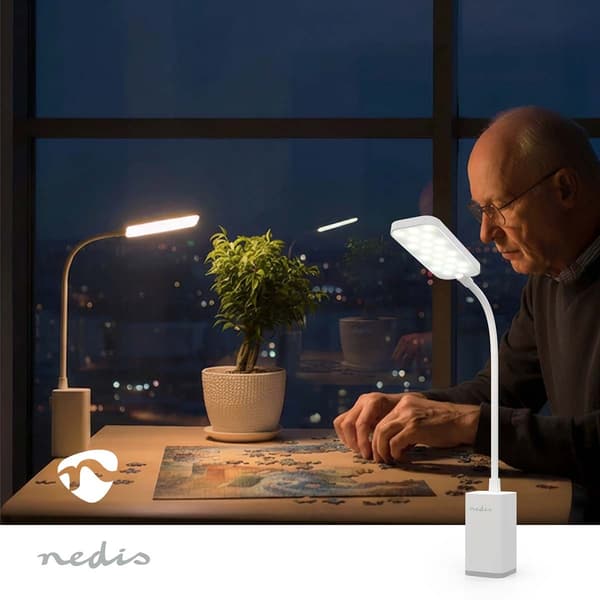 Nedis LED bordlampe | Dimbar | 1 Lysmodus | 90 lm | Oppladningsbar | Touch Function | Hvit