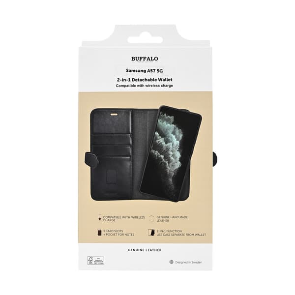 Buffalo Wallet 2i1 3 Kort Læder Sort - Samsung Galaxy A57 5G