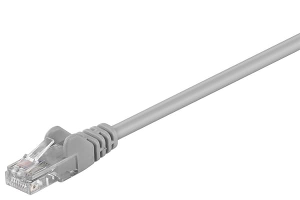 Goobay Patchkabel CAT 5e, U/UTP, grå, 1 m kopparklädd aluminiumtråd (CCA)