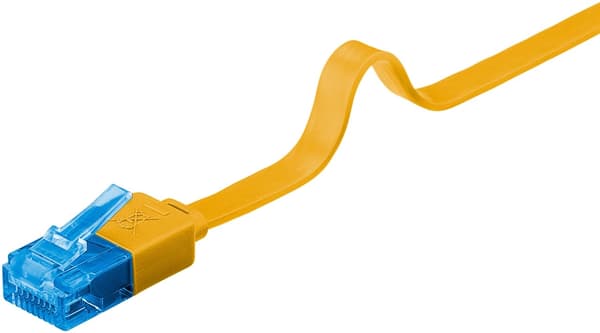 Goobay CAT 6A platt patchkabel, U/UTP, gul kopparledare (CU)