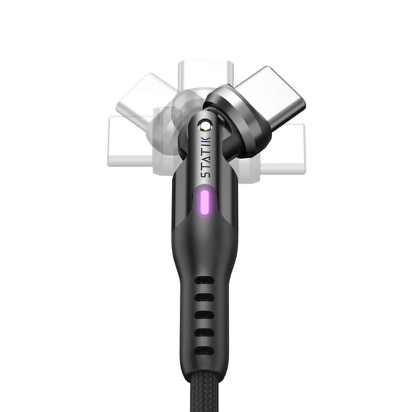 STATIK Kabel PowerPivot Pro Nylonflettet USB-C Til USB-C Sort 1m