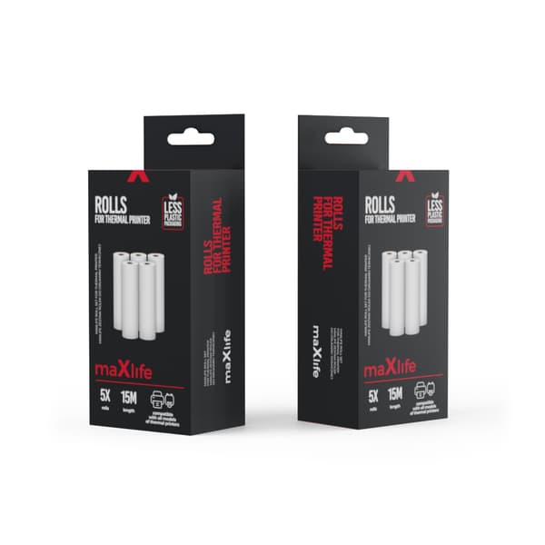 Maxlife Papirruller for termoprinter, 5 stk x 3 m