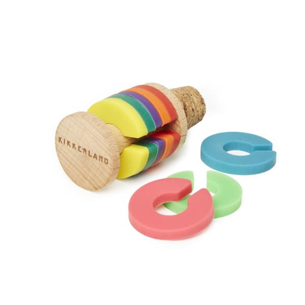 Kikkerland Regnbuefarvede vinringe + prop (BA91)