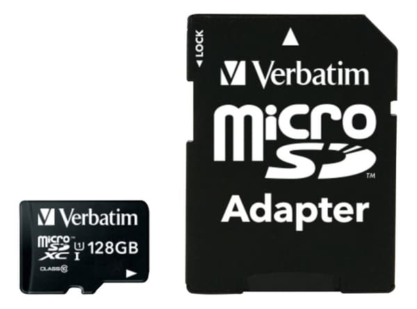 Verbatim microSDXC-kort, 128GB, inkl.adapter, class 10