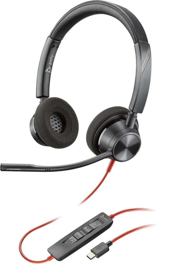 poly Blackwire 3320 stereohovedtelefon med mikrofon, USB-C, Microsoft Teams-certificeret (8X220AA)