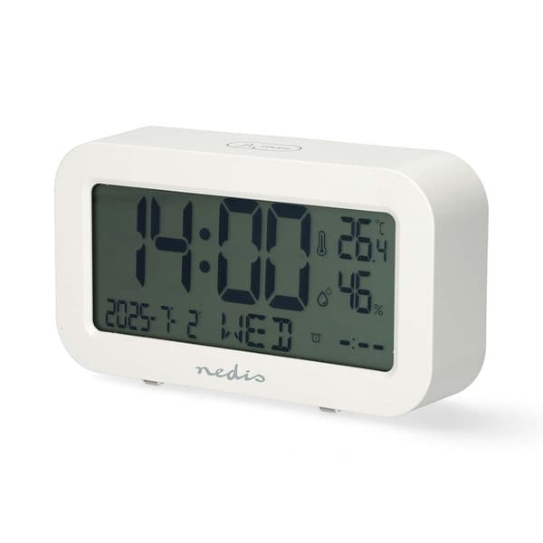 Nedis Digital Desk vekkerklokke | LCD | Bakgrunnsbelysning | slumrefunksjon | Datovisning | Timer | Hvit