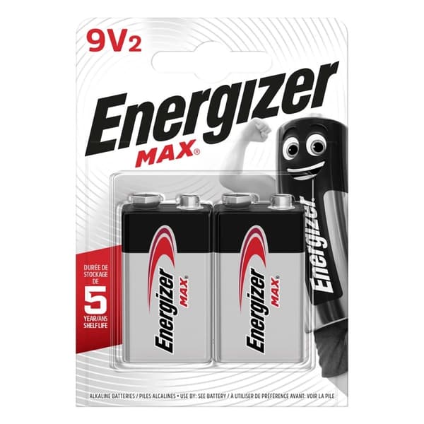Alkaline batteri 9V | 6LR61 | 2-Blister | Sølv