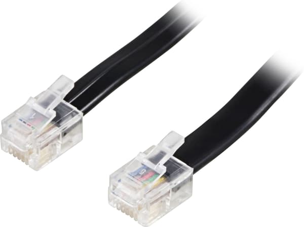 DELTACO modulkabel, 6P6C(RJ12) til 6P6C(RJ12), 5m, sort
