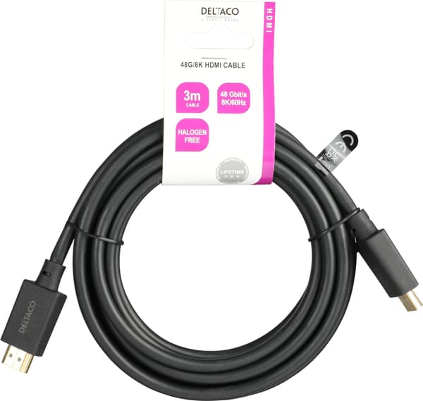 DELTACO ULTRA High Speed HDMI-cable, 48Gbps, 3m, black